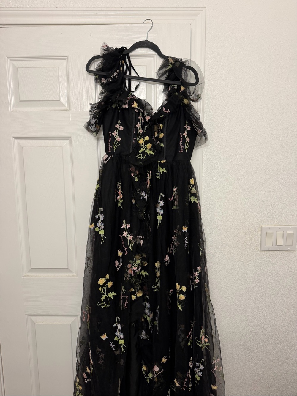 Black Floral Tulle Women’s Dress